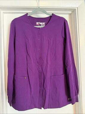 Grey's Anatomy Purple Button-Front Medical Jacket with Pockets